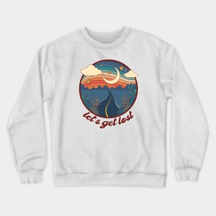 Let's Get Lost Retro Mountain Road Emblem Crewneck Sweatshirt